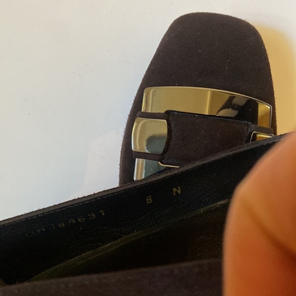 Stuart Weitzman Brown Suede Flats with Silver Metal Buckle Trim, Size 8 #281 - Picture 5 of 13